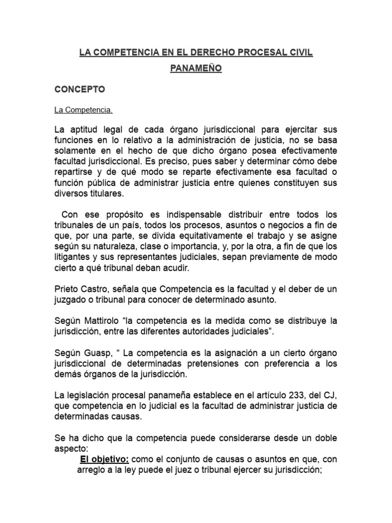 Competencia en Derecho Procesal Civil | PDF | Jurisdicción | Ley procesal