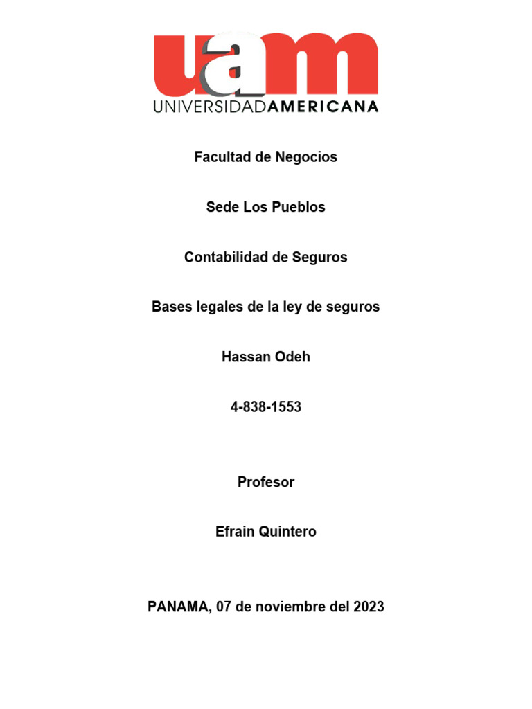 Bases Legales de Seguros en Panamá | PDF | Seguro | Reaseguro