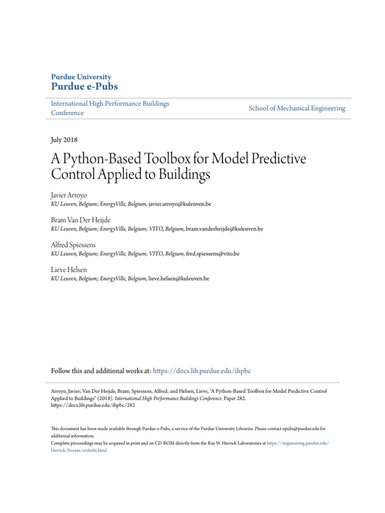 A Python-Based Toolbox For Model Predictive Control Applied To Bu | PDF ...