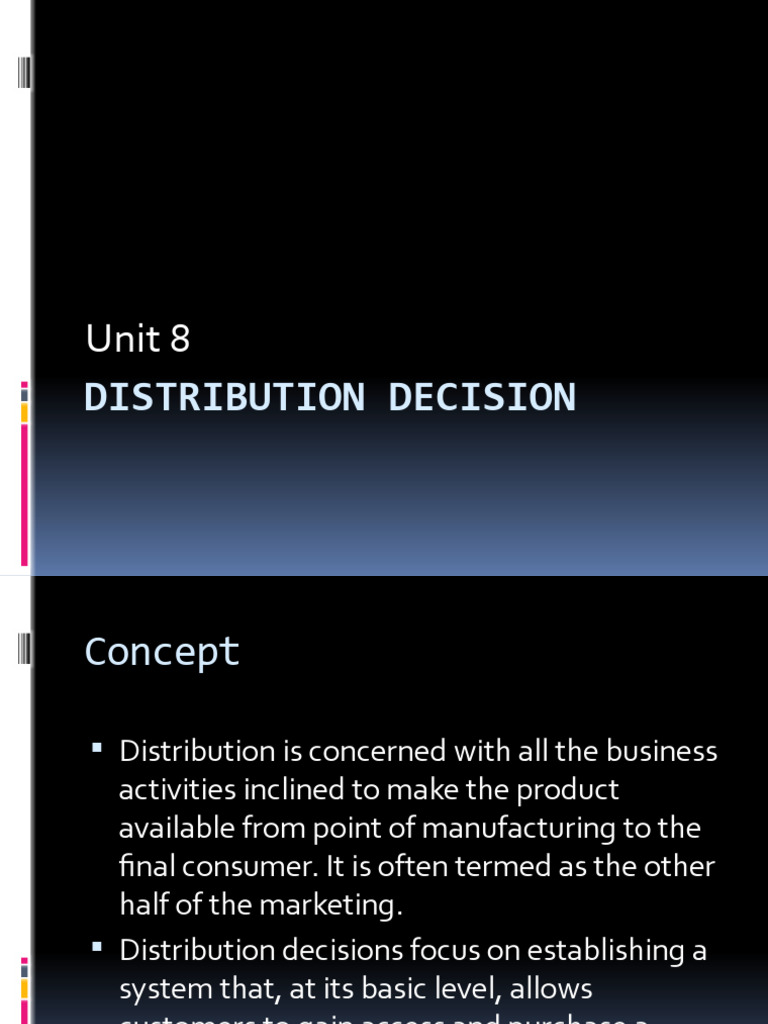 Unit 8.distribution Decision PDF Retail Warehouse