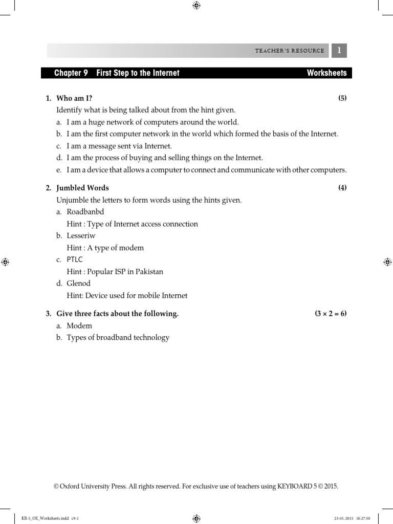 Worksheetanswers chapter9 pdf internet access internet service