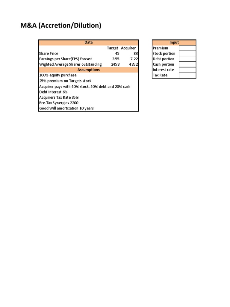 M&A Accretion Dilution Analysis Guide | PDF