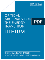 IRENA Critical Materials Lithium 2022