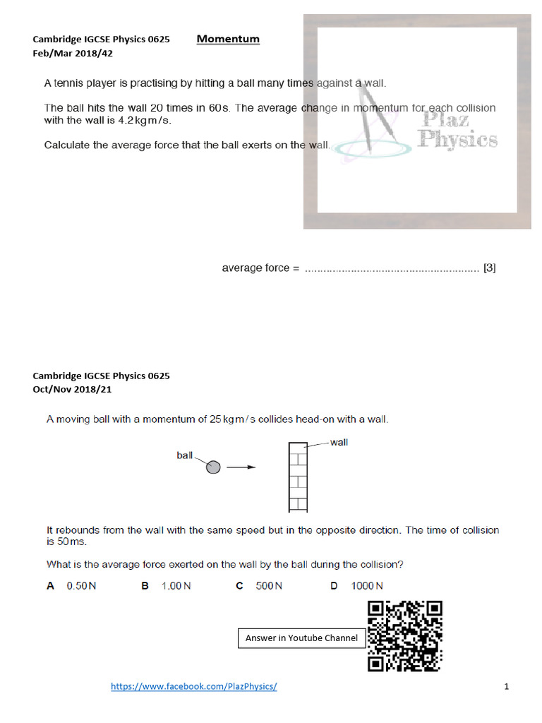 IGCSE Physics Momentum Past Papers | PDF | Science & Mathematics