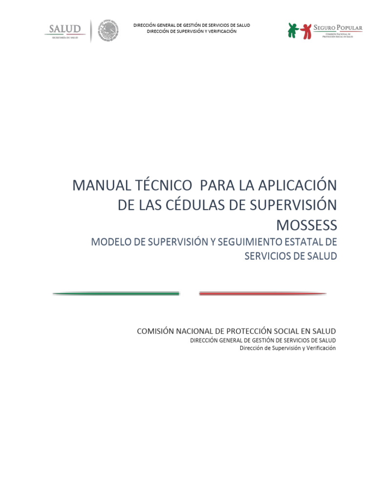 Manual de Supervisión MOSSESS en Salud | PDF | Medicina | Enfermería