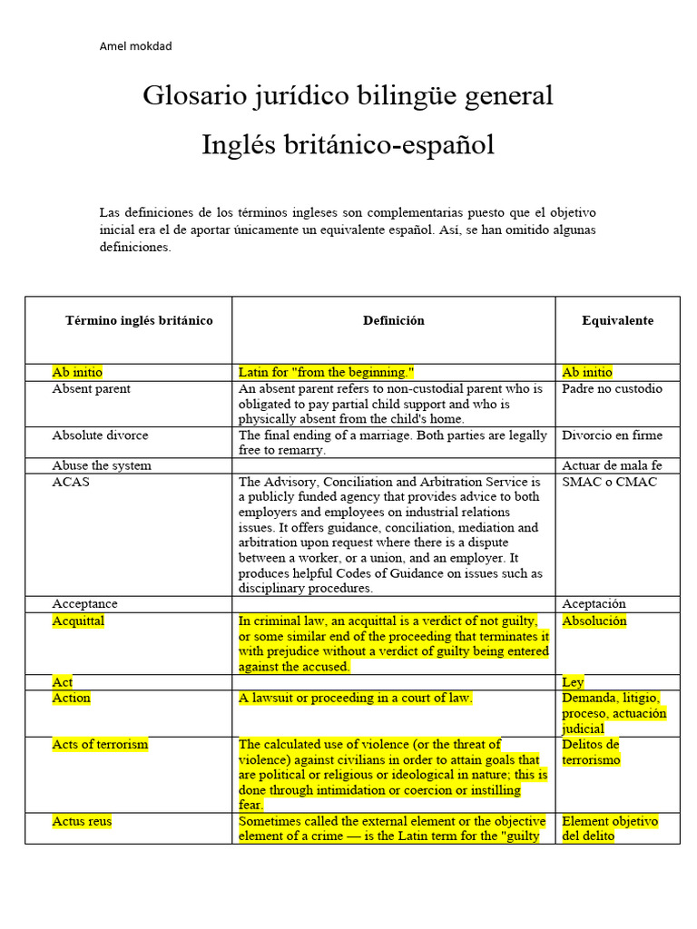 Bilingual Legal Glossary | PDF | Child Support | Default Judgment