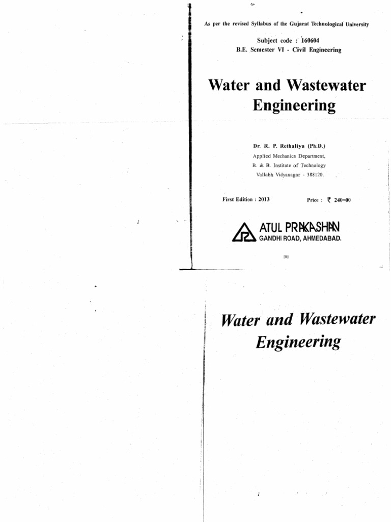 Water and Wastewater Engineering PDF