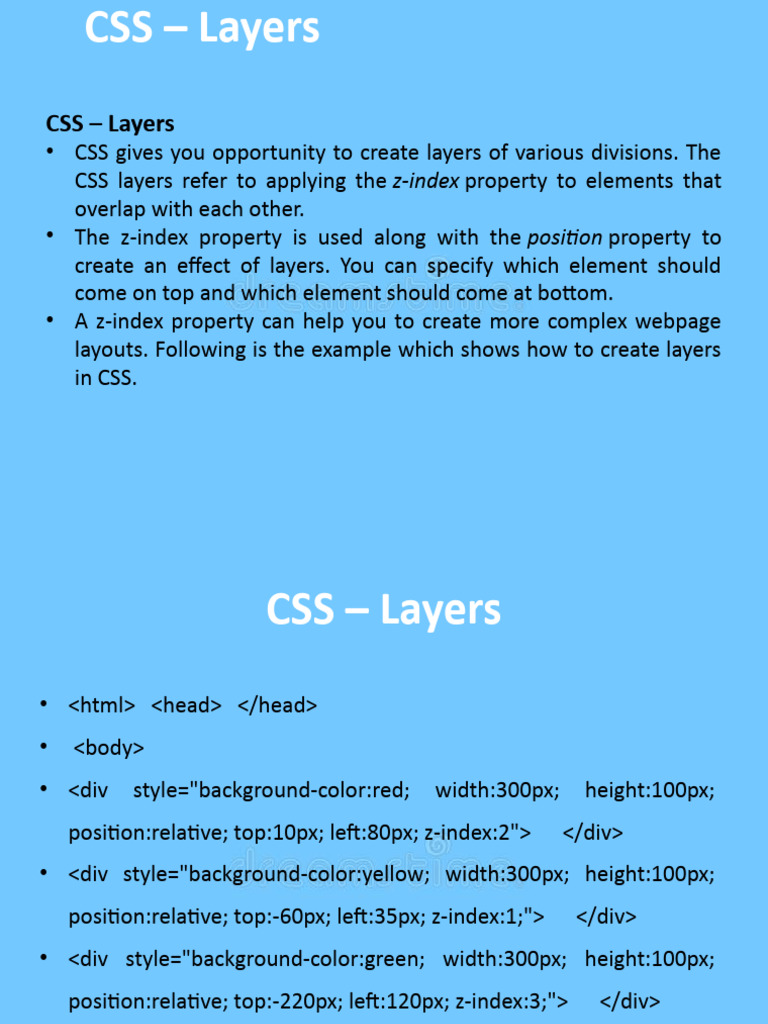 HTML CSS Layers | PDF