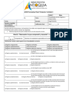 EVALUACION Formativa 2.0 Trimestre I Unidad 1 9no.