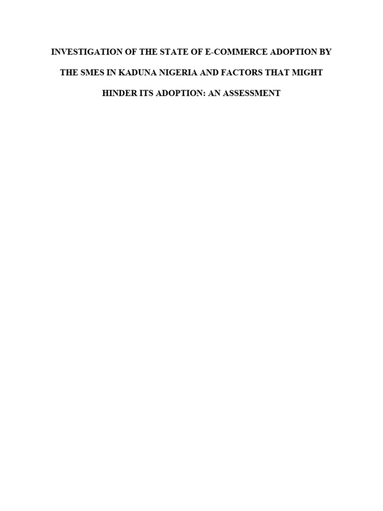 E-Commerce Adoption in Kaduna SMEs | PDF | E Commerce | Small And ...