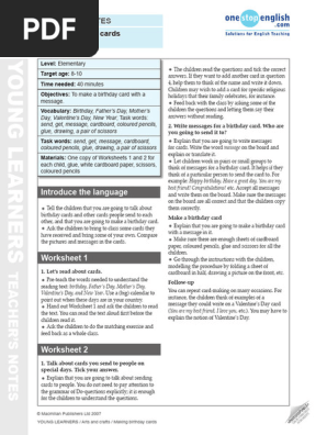 birthday card lesson plan