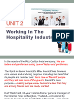 UNIT 2 Working in The Hospitality Industry