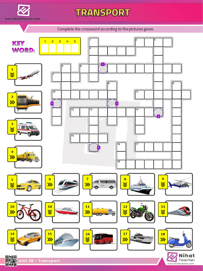 Unit 28 Transport Crosswords PDF