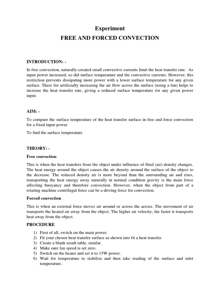 Free and Forced Convection PDF Convection Heat Transfer