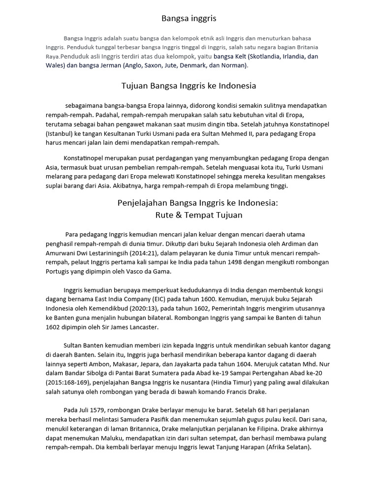 Kedatangan Inggris di Indonesia 1602 | PDF | Sejarah