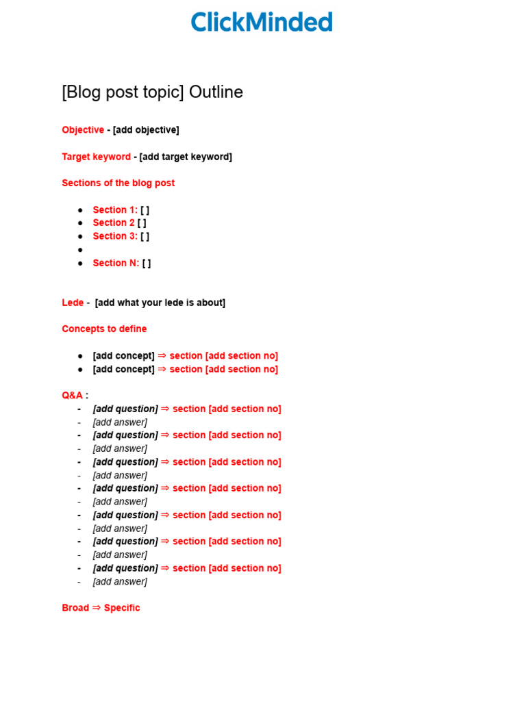 Template 006 - Blog Post Outline | PDF