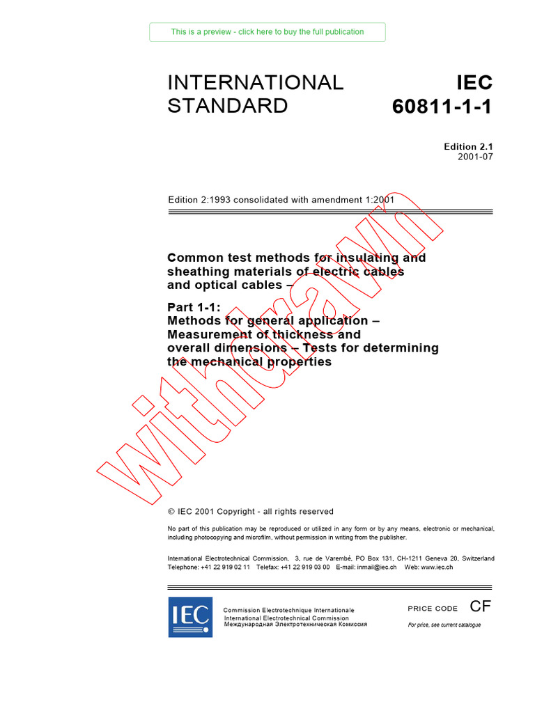 Info Iec60811-1-1 (Ed2.1) en D | PDF | International Electrotechnical ...
