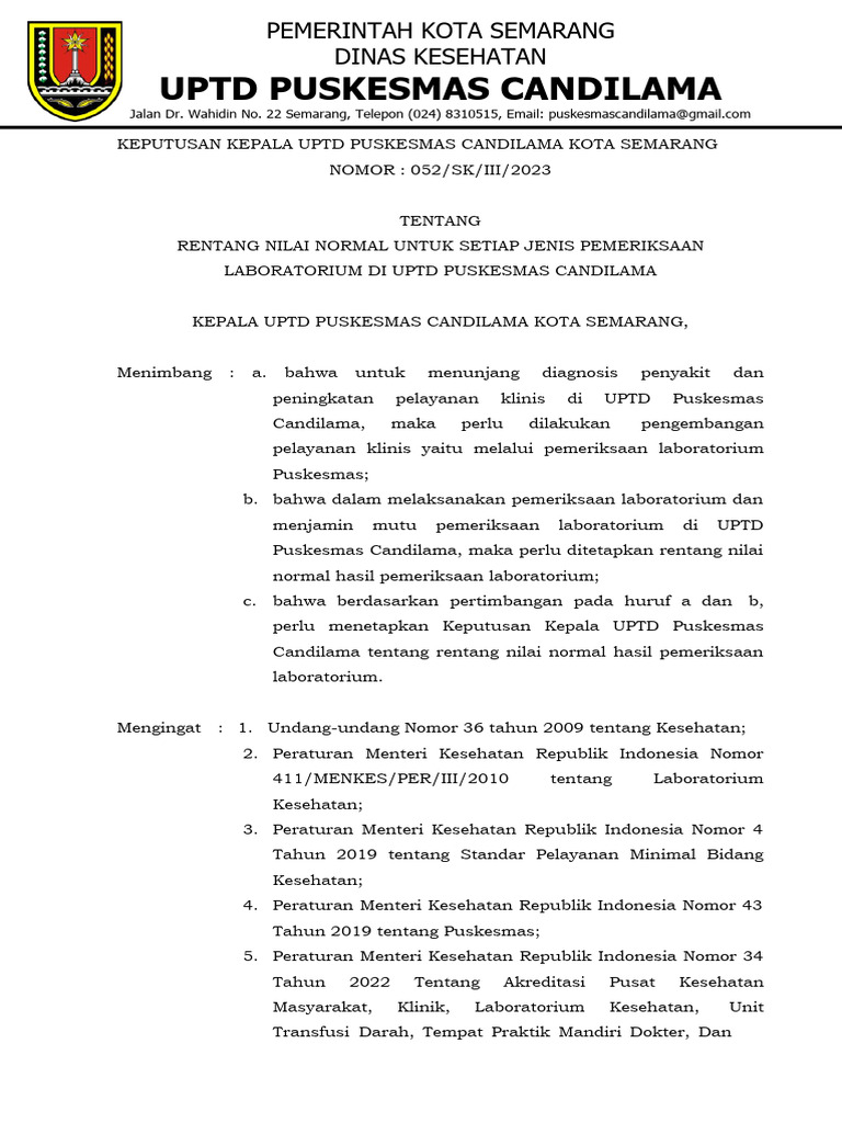 Rentang Nilai Normal Laboratorium | PDF | Sains & Matematika