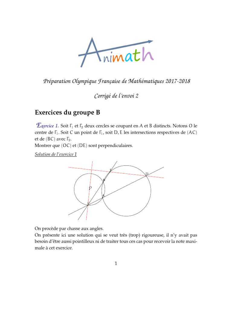Pofm 2017 2018 Envoi2 Corrige | PDF | Angle | Cercle