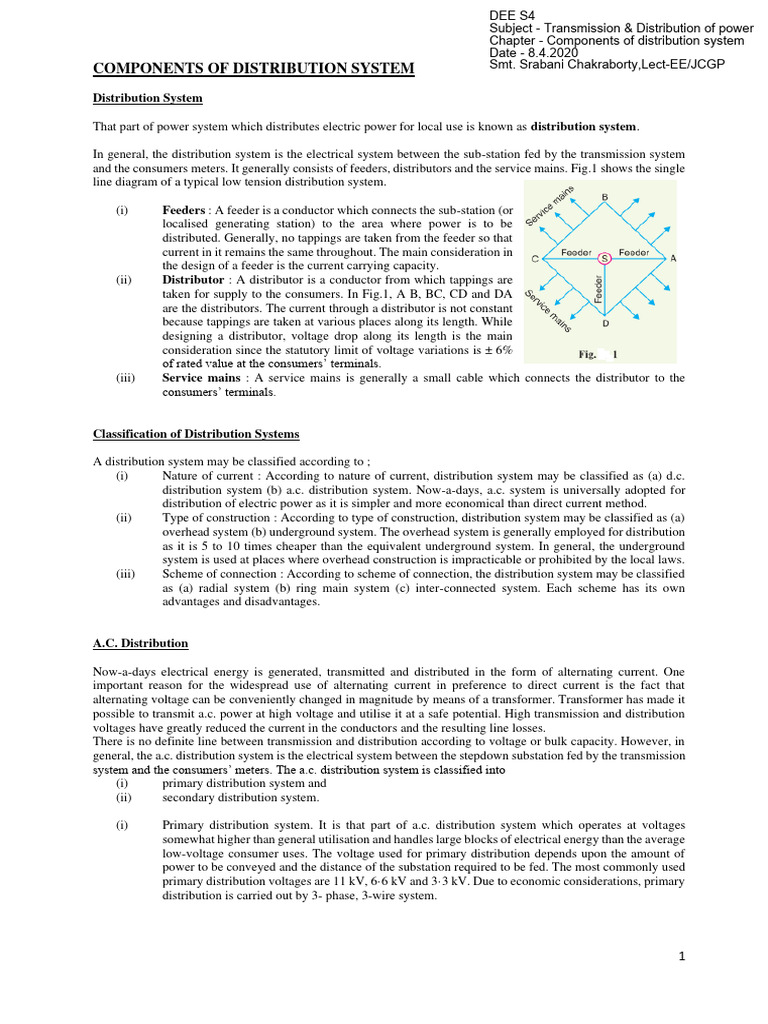 DEE S4 Transmission Distribution Components of Distribution System