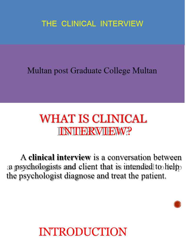 Clinical Interview Detail Lecture | PDF | Medical Diagnosis | Mental ...