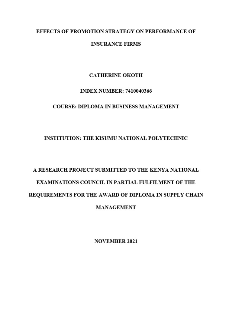 Promotion Strategies Impact on Insurance Performance | PDF | Pricing ...