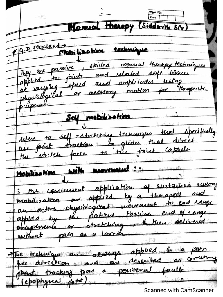Study Docs 2nd Year - Manual Therapy Notes of Sid Sir | PDF