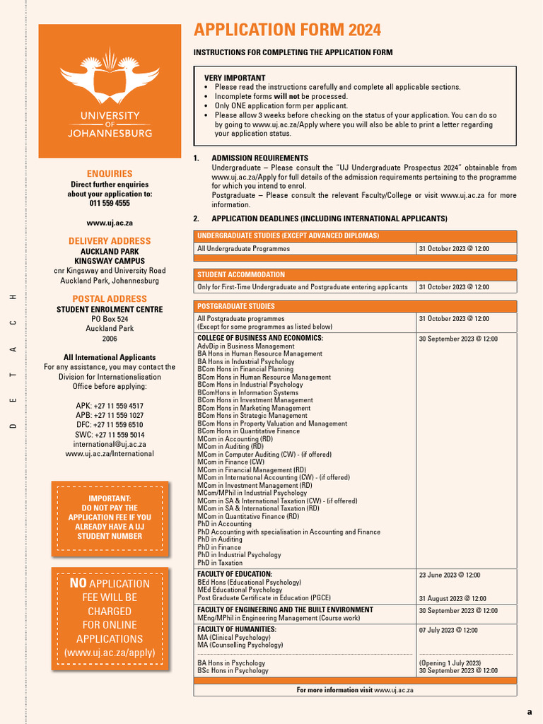 Uj Application Form 2024 PDF
