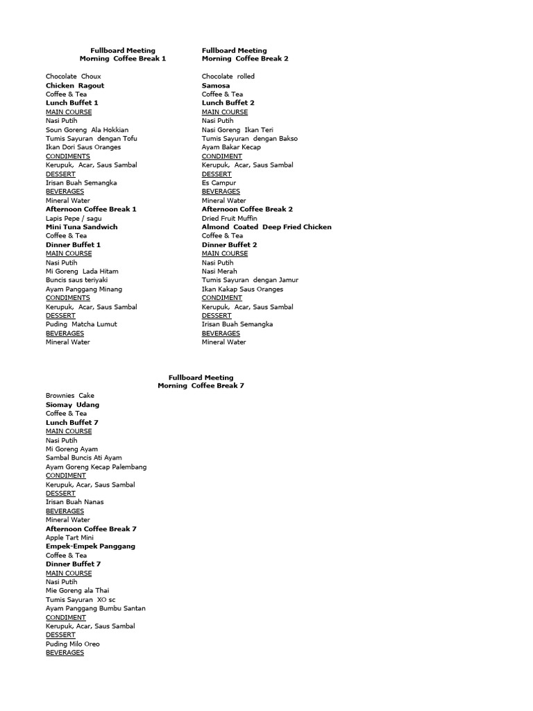 Fullboard selection menu 2023 pdf lunch cuisine