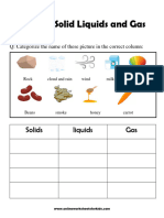Solid Liquids and Gas Worksheet For Grade 1-7
