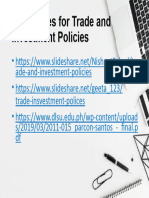 References For Trade and Investment Policies