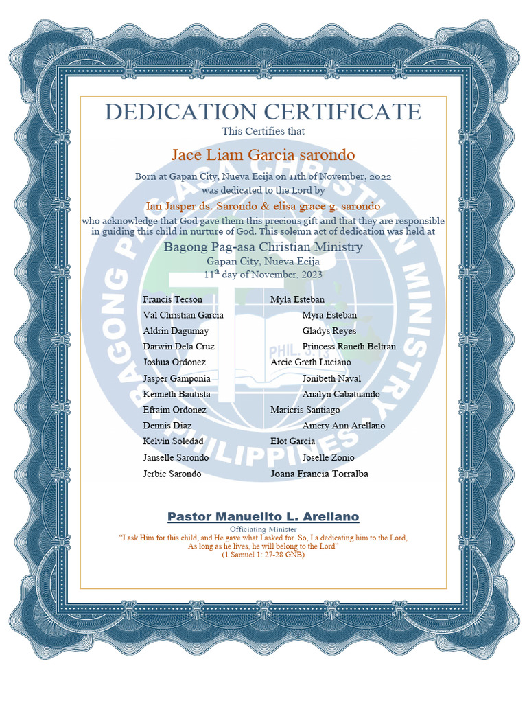 Dedication Certificate | PDF