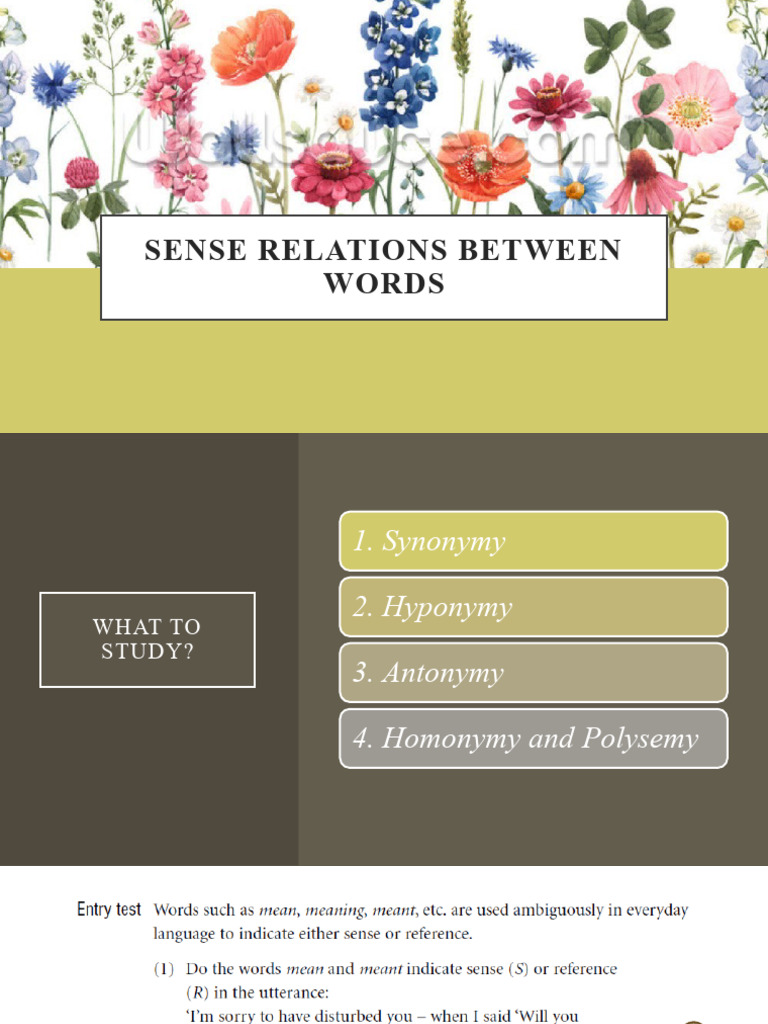 Sense Relations in Semantics | PDF | Lexical Semantics | Cognitive Science