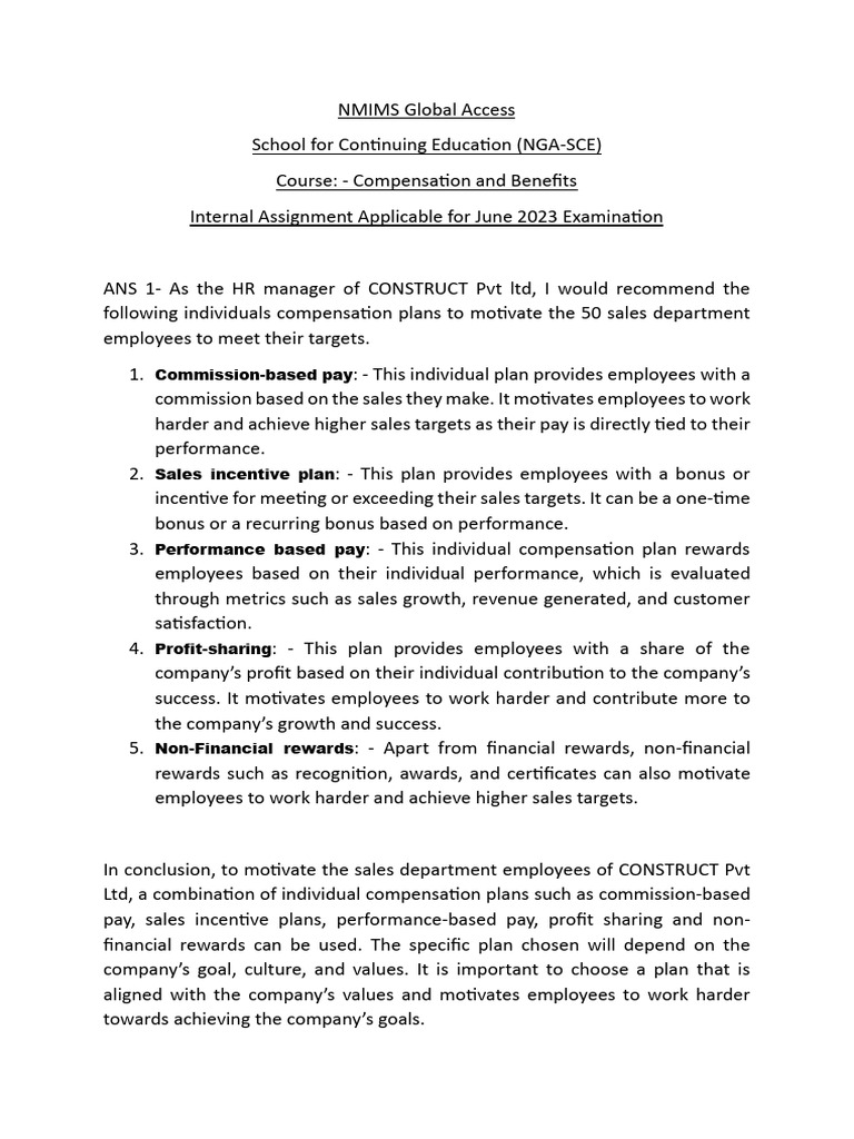 Compensation and Benefits PDF | Download Free PDF | Employment ...