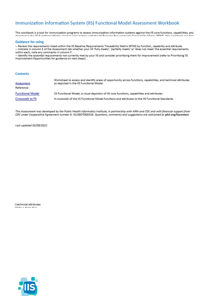 IIS Functional Model Assessment Workbook | PDF | Vaccines | Information ...