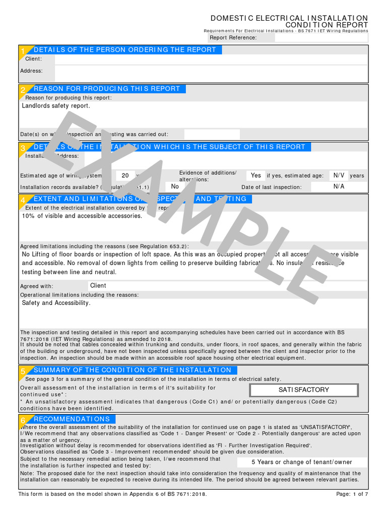 Domestic Electrical Condition Report | PDF | Computers