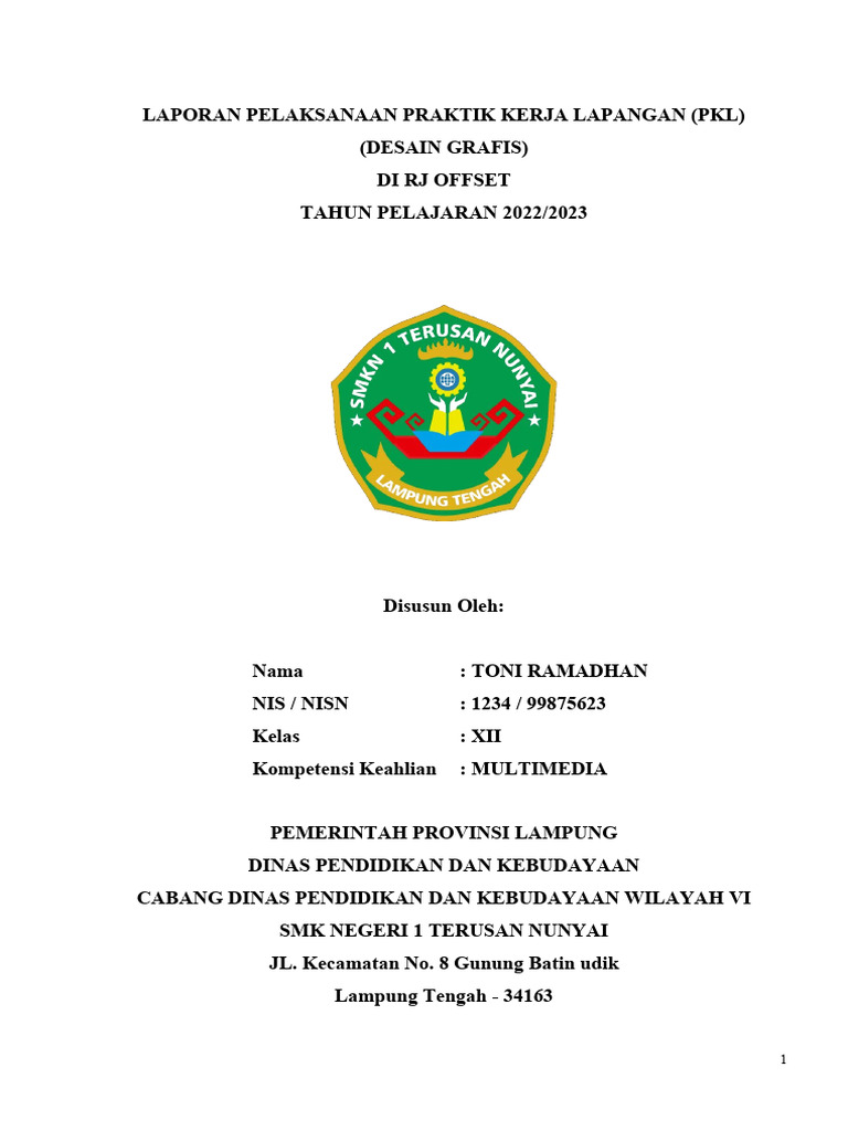 Contoh Laporan PKL SMK PDF
