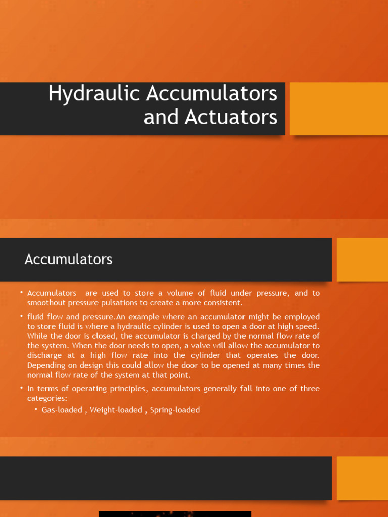 Hydraulic Accumulators and Actuators PDF Piston Hydraulics