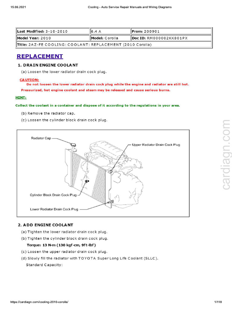 2009 TOYOTA COROLLA OWNERS MANUAL PDF visual data 2