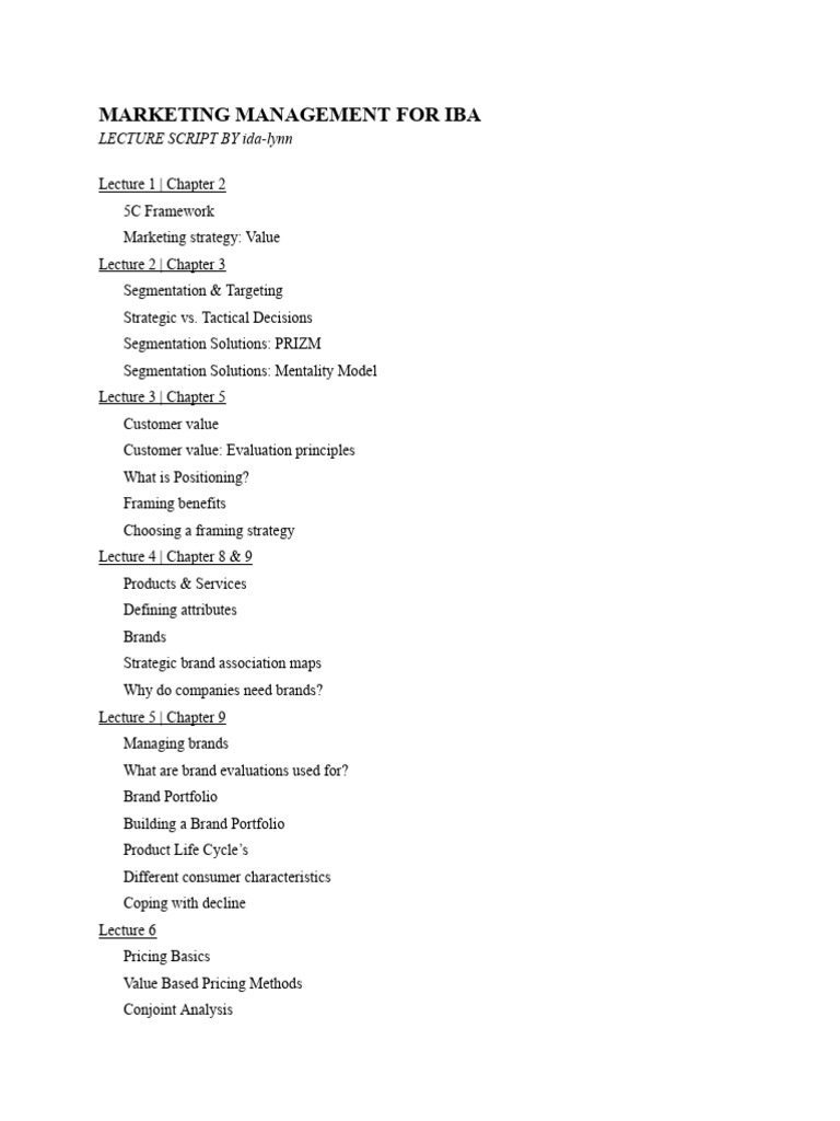 marketing-management-summary-pdf-market-segmentation-brand