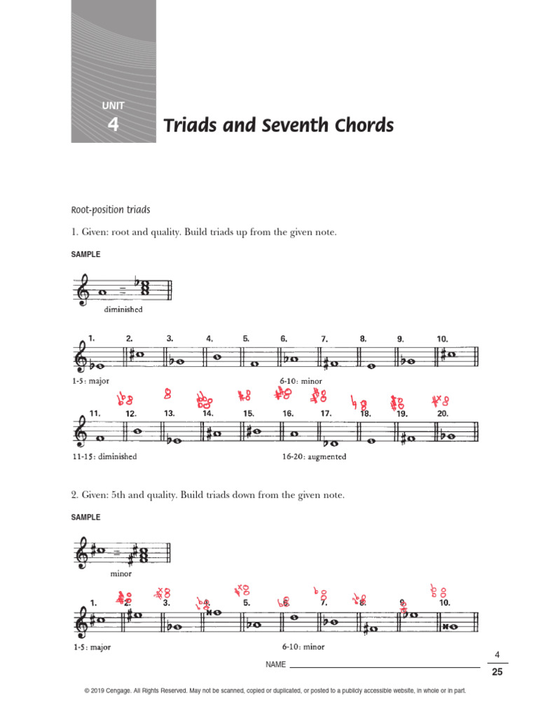 Triads and Seventh Chords Guide | PDF | Chord (Music) | Minor Scale