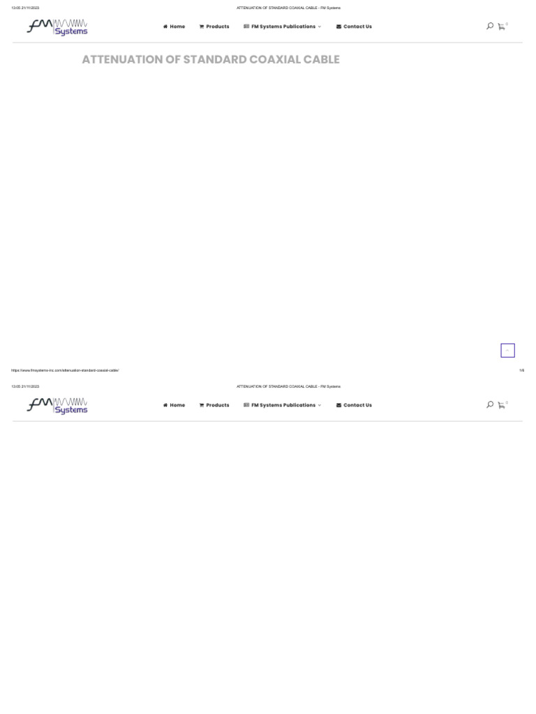 ATTENUATION OF STANDARD COAXIAL CABLE FM Systems PDF Coaxial