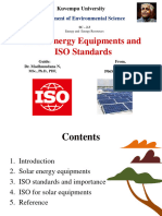 Solar Energy Equipments and ISO Standards: Department of Environmental Science