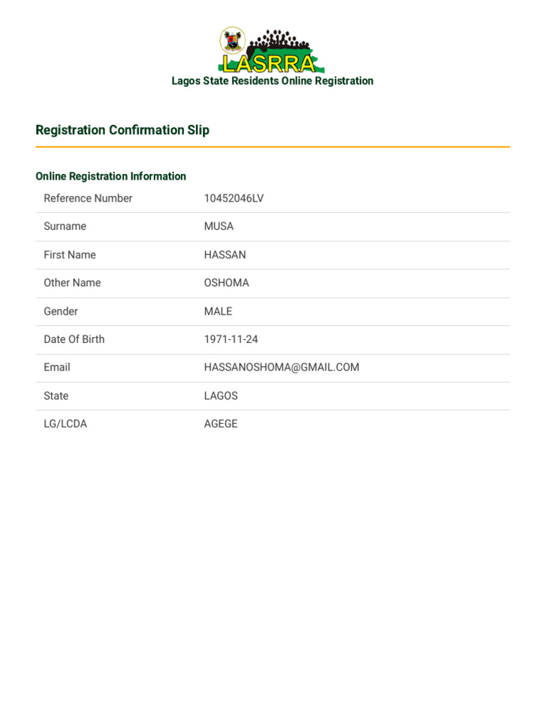 LAGOS STATE RESIDENT REGISTRATION PORTAL intelligence overview