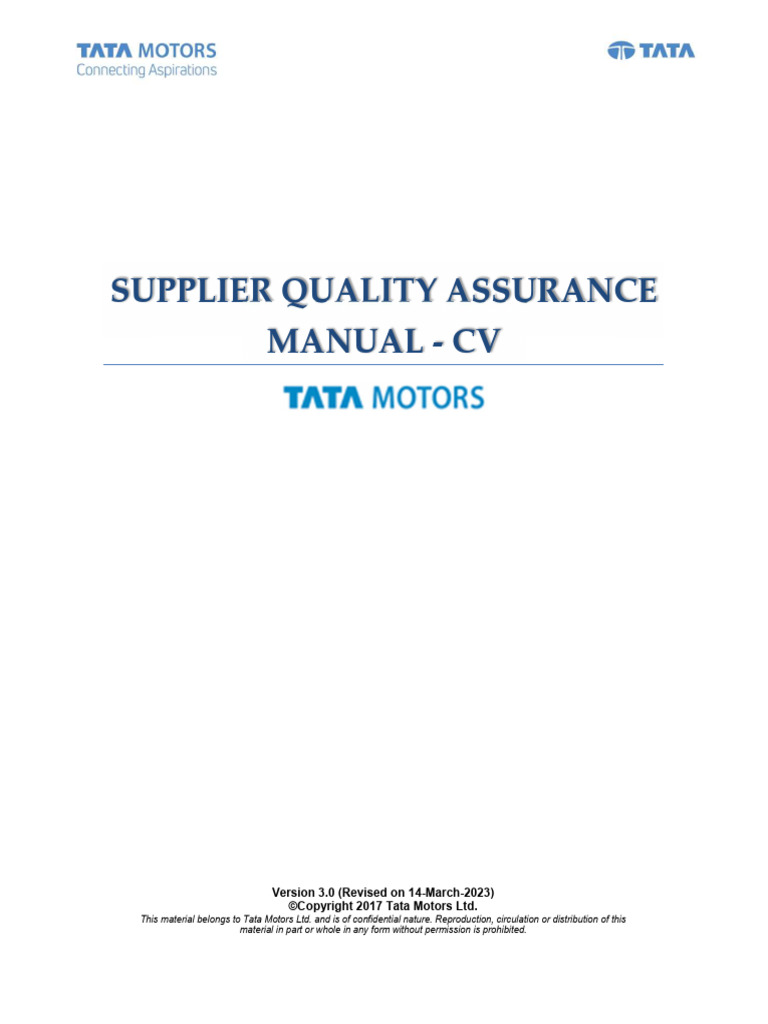 Tata Motors SQA Manual 3.0 - CV | PDF | Supply Chain | Specification ...