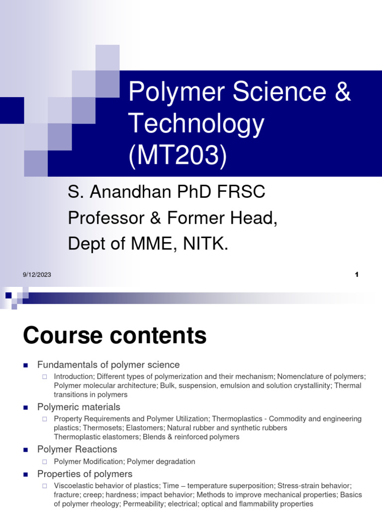 Fundamentals of Polymer Science Overview | PDF | Polymerization | Polymers
