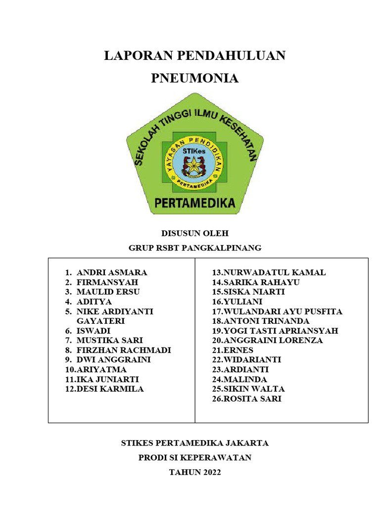 Laporan Pendahuluan Pneumonia 2022 | PDF | Kesehatan Holistik | Sains ...