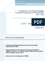 Development of The National Strategic Framework Programme For RTDI (ESPEK) : 2014 - 2018