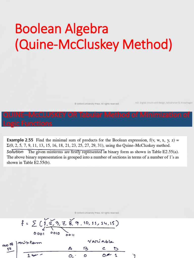 Boolean Algebra - QM | PDF