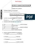 Ficha de Nucleo Del Sujeto y Predicado para Segundo de Primaria